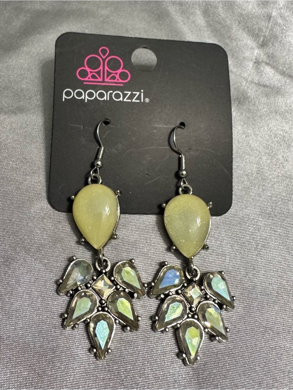 Paparazzi Sparkling Lemon Teardrop Chandelier Earrings